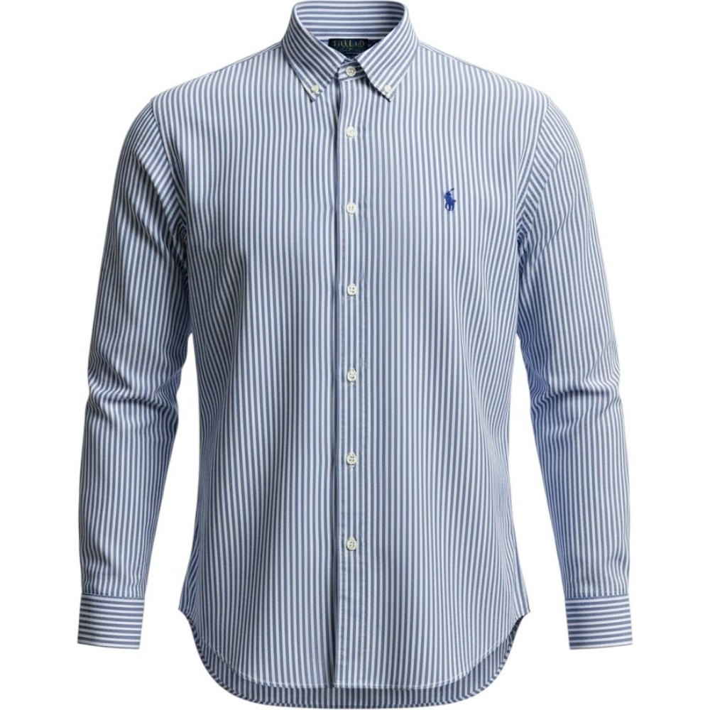Polo Ralph Lauren Shirt Mens Classic Fit Striped Button Down Blue White 17 34/35
